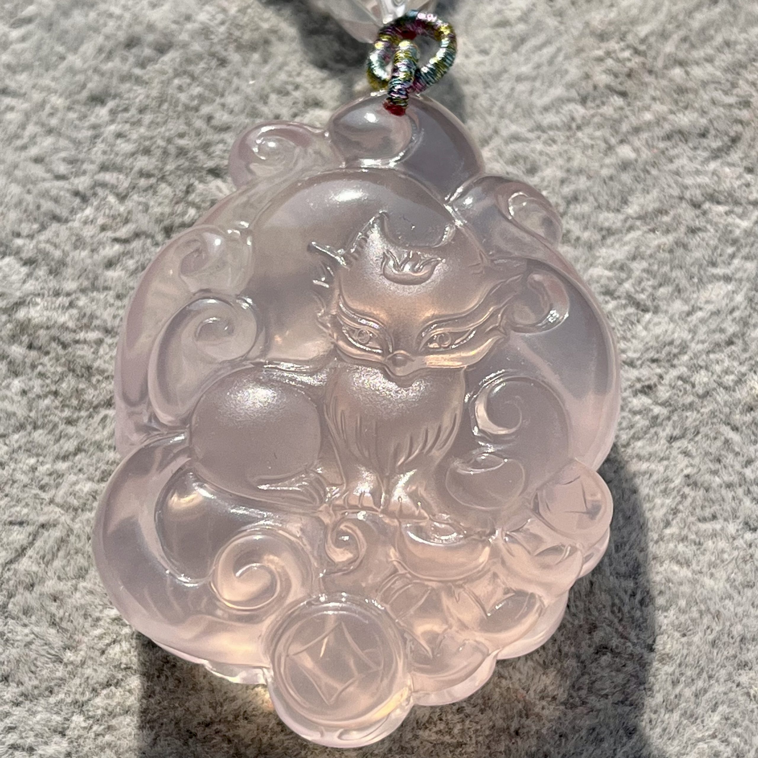 Rose Quartz Nine-Tailed Fox Pendant - Image 4
