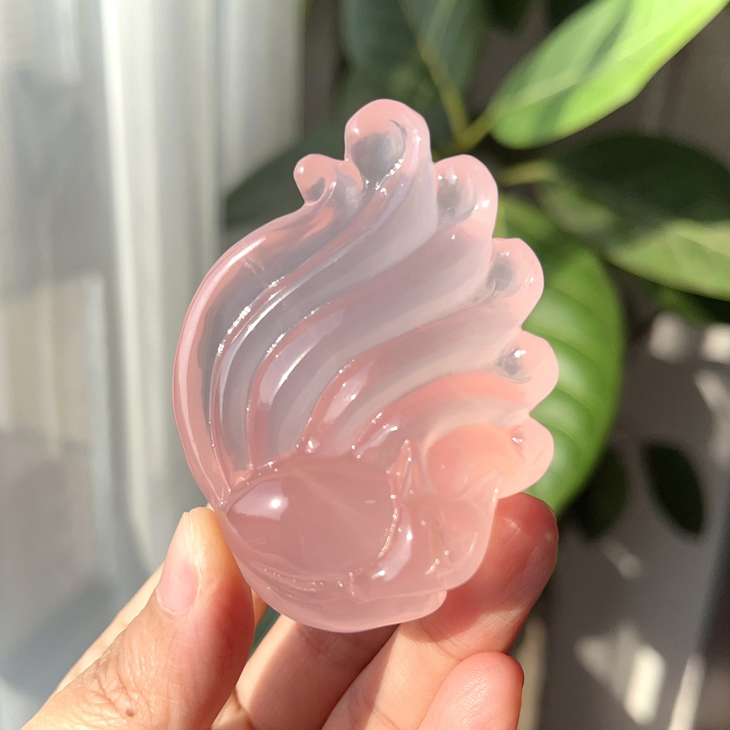 Rose Quartz Nine-Tailed Fox Pendant - Image 3